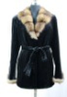 lady's mink fur coat with martes zibellina fur