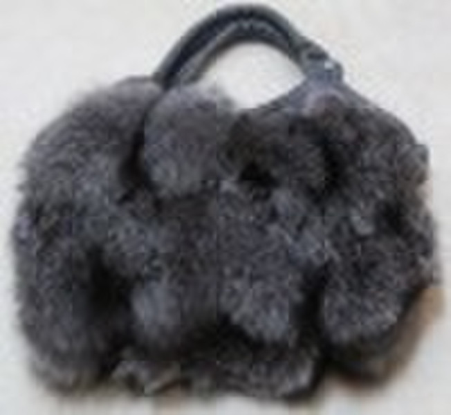 silver fox fur handbag