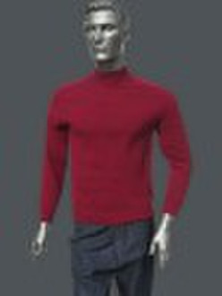 Men's mock-turtleneck flat knit pullover