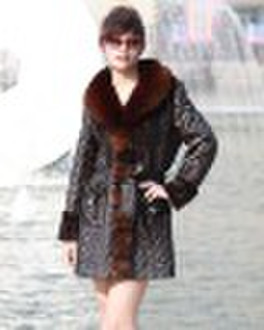 Sheepskin Jionted Mink Fox Fur Collar Leather Garm