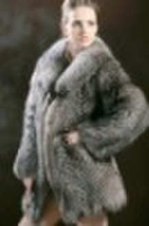 Silver fox fur coat