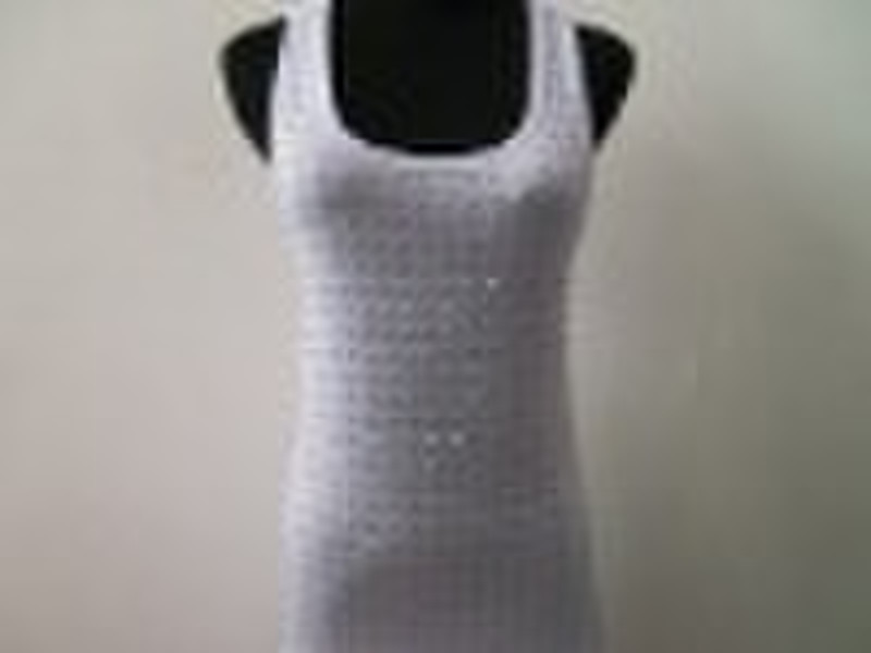 White Rhine Stone Singlet