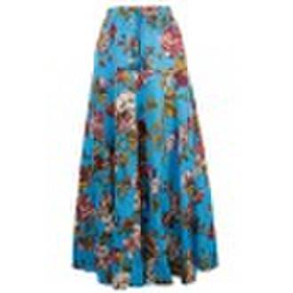 Voile Flower Print Maxi Skirt