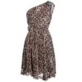 Georgette Leoparden Print 1 Schulter-Partei-Kleid