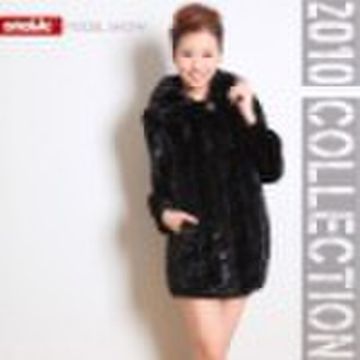 [V-122]Ladies' mink fur coat, black mink fur g