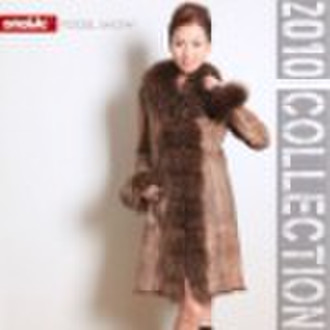 Ladies' mink fur coat, black mink fur garment,