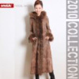 Ladies' mink fur coat, black mink fur garment,