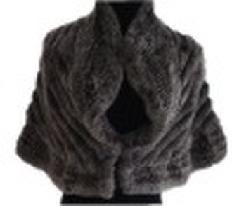 Knitted rex rabbit fur stole