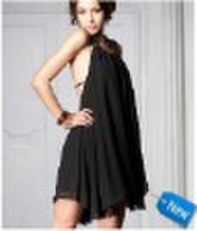 Sexy Backless Chiffon One-piece Dress Black