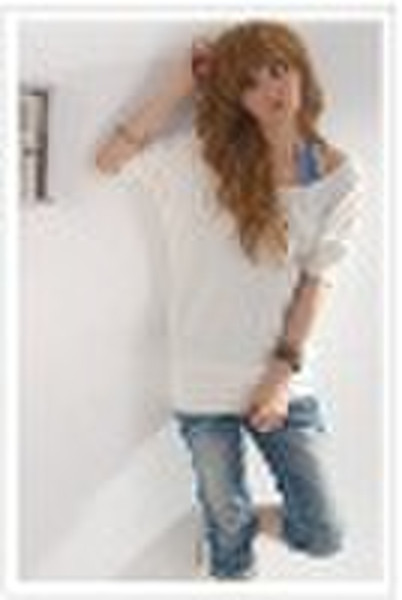 Korean One-shoulder Half Sleeve T-Shirt White