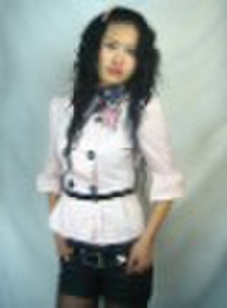 Fashion waist roundneck coat