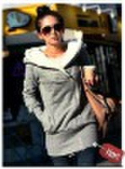 Oblique Zipper Cold-proof Cotton Coat Grey