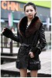 Temperament Long Sleeve Sheepskin Fox Fur Coat Bro