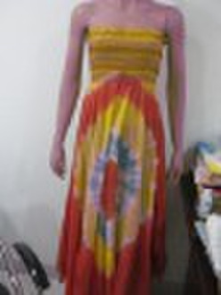 100% Baumwolle tie dye Maxi-Kleid