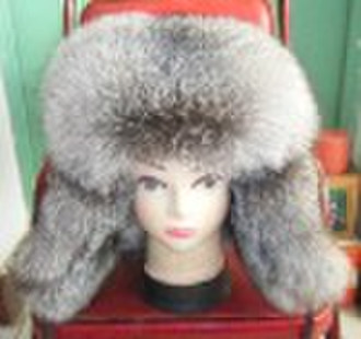 silver fox fur hat for men   full fur hat