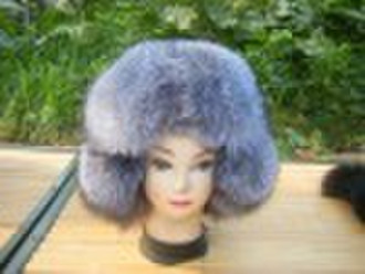 Women fur hat     Raccoon fur hat with leather top