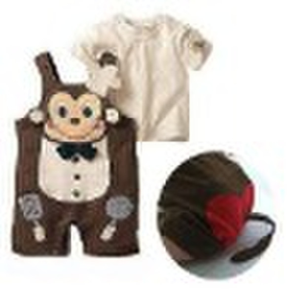 Cute Monkey 2-Pieces Baby Suits Suspenders Baby Ro