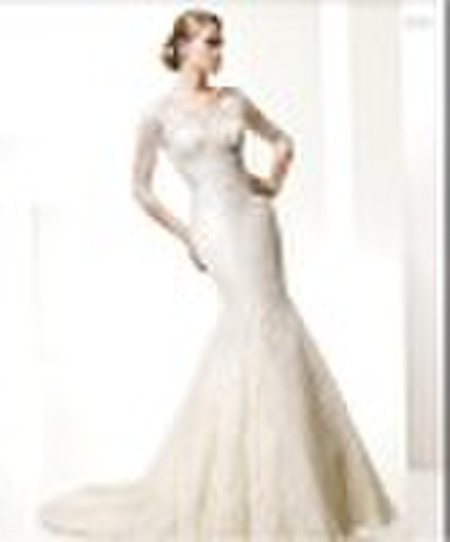 Long Sleeve Mermaid Silk Wedding Dress Wholesale i