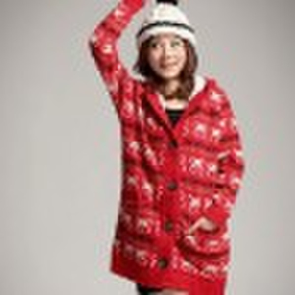 Single-breasted Hooded Leisure Sweater Red