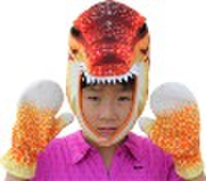 party hats - dinosaur red