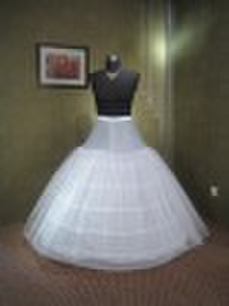 White 5-hoop 2-Layer Tulle Super Full Wedding Dres