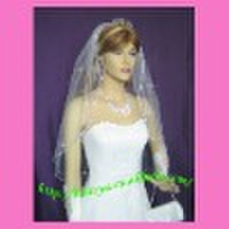 White 1-Tier Bridal Veil with Cystals V15Fw