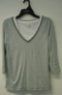 yarn dye stripe cotton jersey shirt with long slee