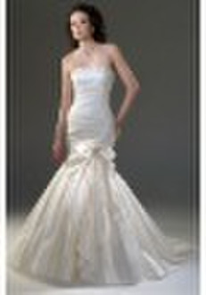 Wedding Dresses white strapless satin with bowknot