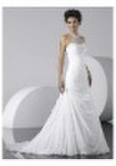 Wedding Dresses halter white chiffon neck with bea