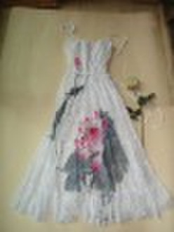 hot sale hand-painted dresses with lotus flower