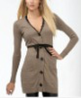 8KN064  Long Belted Cardigan Sweater
