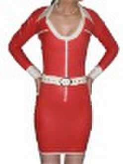 Rot Latex-Kleid mit Gurt