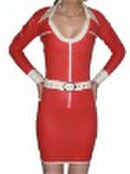 Red Latex Dress with Belt