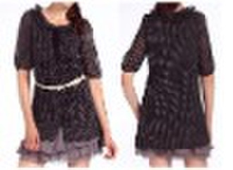 small dots print causal dress with ruffle in CF an