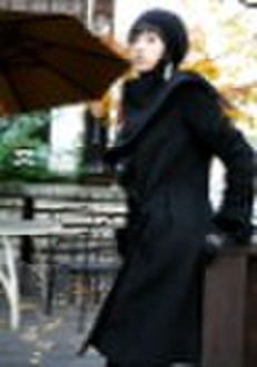 fashion warm black cashmere lady'overcoat 571