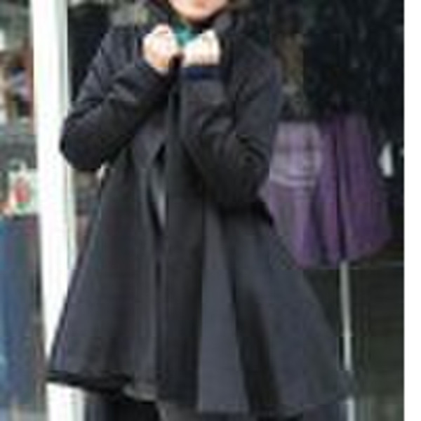 new fashion women elegant black wool dust coat 109