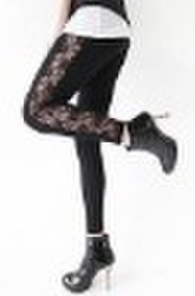 black Stretchy Knitted wet look leggings