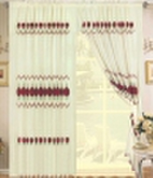 Polyester Sheer Embroidery Curtain with Lining