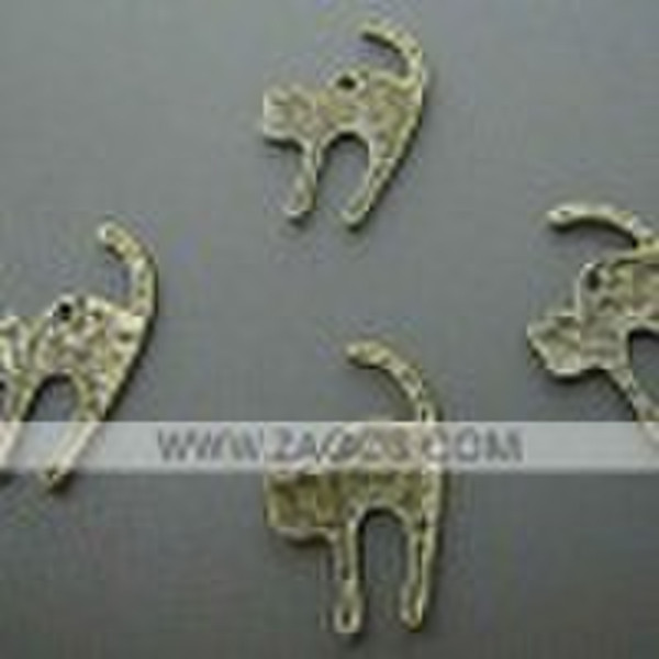 Tbetan Style Charms,Pendants,Antique Brass,Cat,Ani