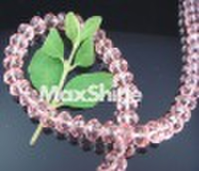 pink faceted crystal rondelle beads