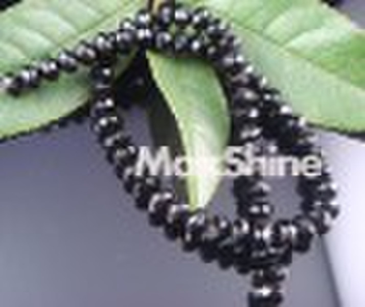 faceted black rondelle glass bead