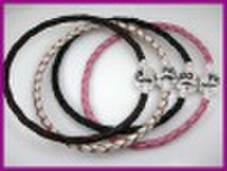 silver leather bracelet