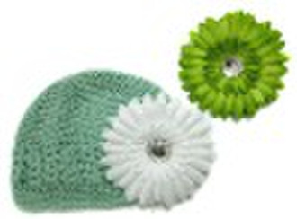 Crochet Kufi Hats with a daisy flower