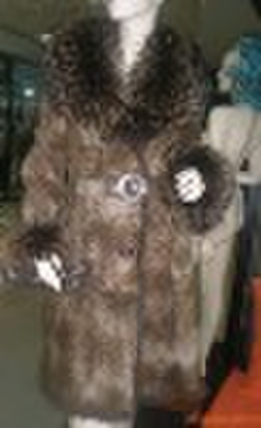 lady's rabbit  fur long coat with raccoon fur