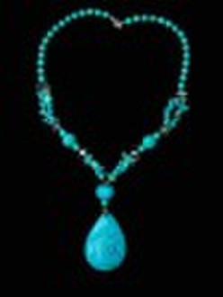 Real Photo--100% handmade turquoise necklace, crys