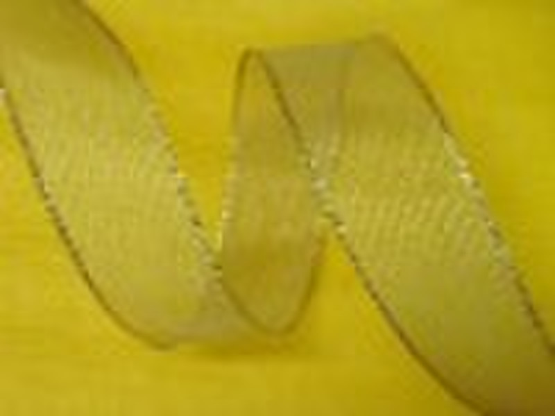 Gold mesh ribbon with wired edge, decorative ribbo