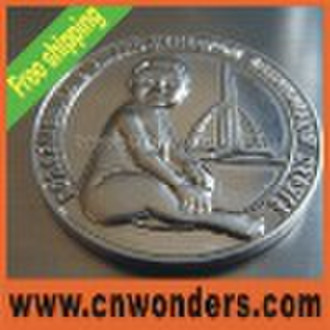 Anaglyph effect silver coin