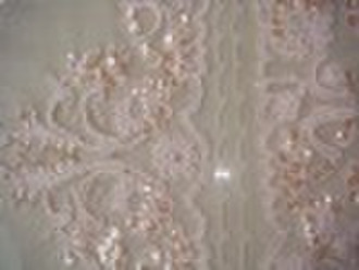 France lace with cope and beads embroidery fabric