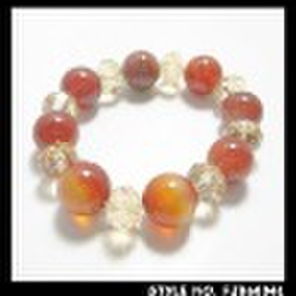 Crystal faceted beads with pear elastic bracelet