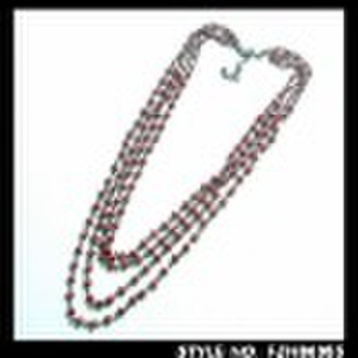 4 strand red beads beaded necklace